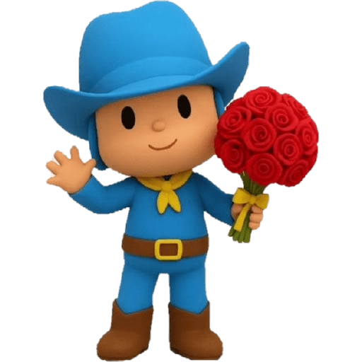 Figurinha: Pocoyo Cowboy com Flores