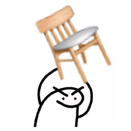 Figurinha: Flork levantando cadeira