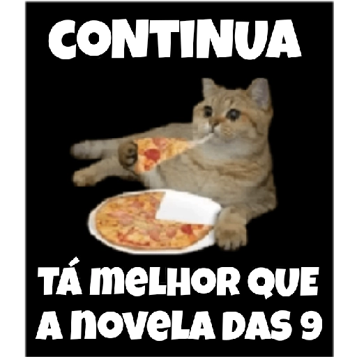 Figurinha: Gato comendo pizza