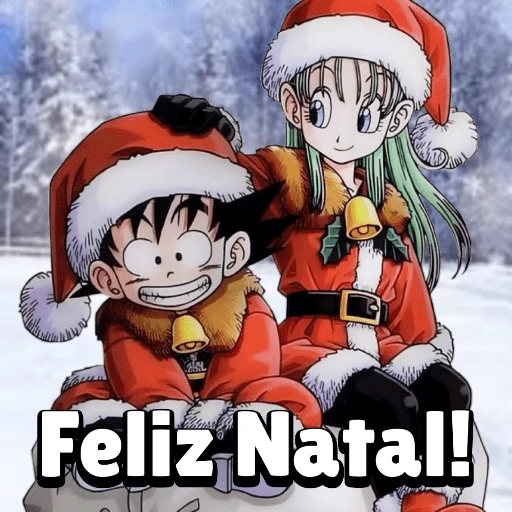 Figurinha: Goku e Bulma de Natal