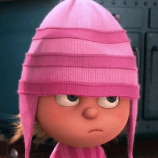 Figurinha: Agnes Gru com cara de poucos amigos