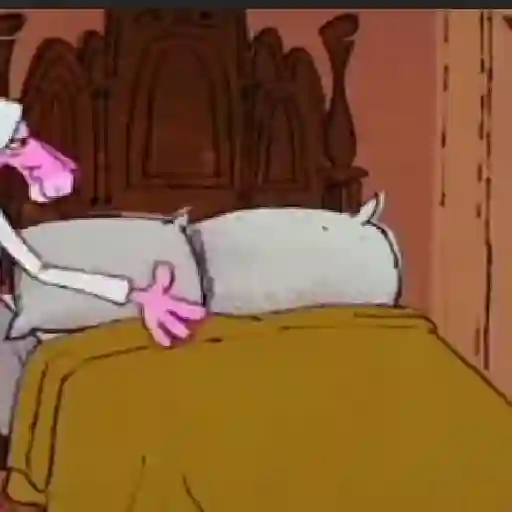 Figurinha: Pantera Cor-de-Rosa na Cama