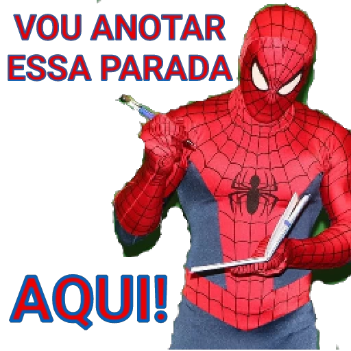 Figurinha: Homem Aranha anotando algo