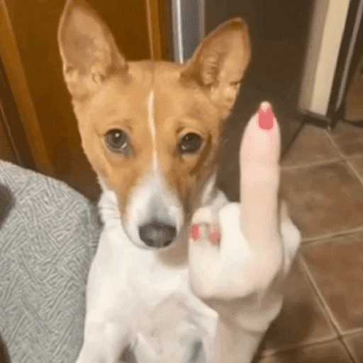 Figurinha: Cachorro mandando dedo do meio