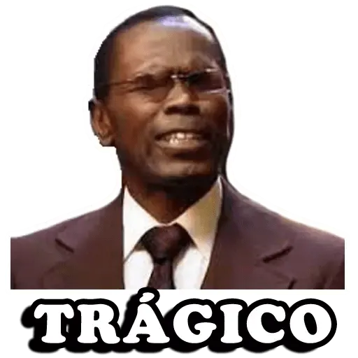 Figurinha: Homem diz Trágico