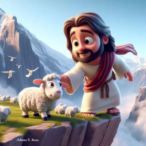 Figurinha: Jesus e suas ovelhinhas