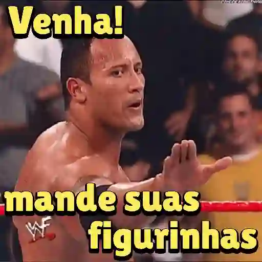 Figurinha: The Rock mandando figurinhas