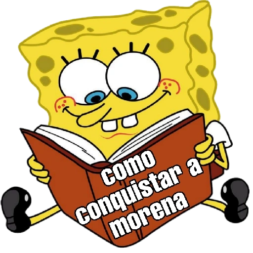 Figurinha: Bob Esponja lendo um livro