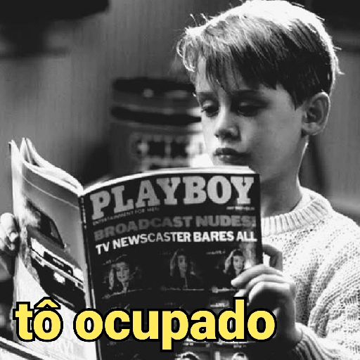 Figurinha: Menino lendo Playboy