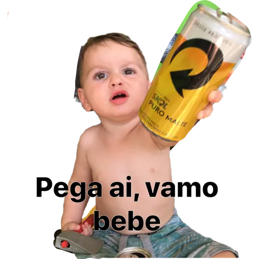 Figurinha: Bebê com latinha de Skol