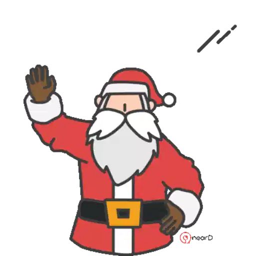 Figurinha: Papai Noel acena e diz Ho Ho Ho