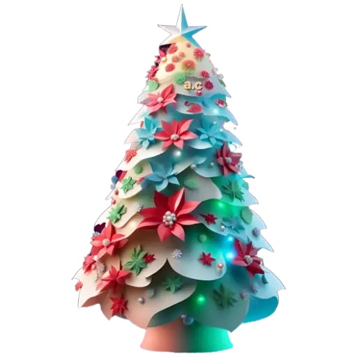 Figurinha: Árvore de Natal Decorada com Flores
