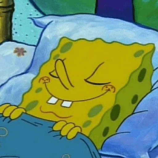 Figurinha: Bob Esponja dormindo feliz