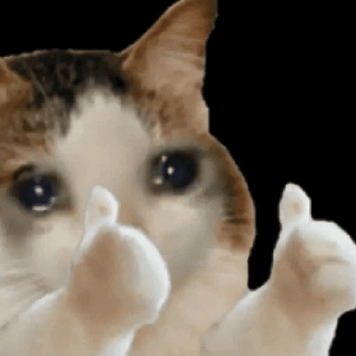 Figurinha: Gato triste dando joinha