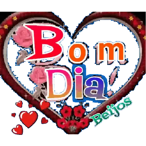 Figurinha: Bom Dia com Corações e Flores