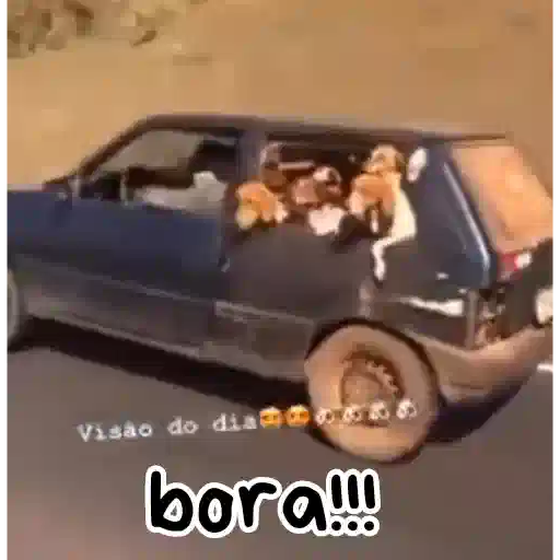 Figurinha: Cachorros no carro