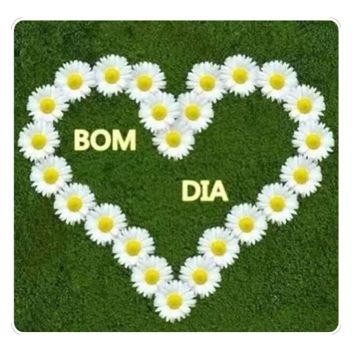 Figurinha: Flores em forma de coração com Bom Dia