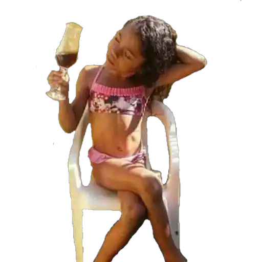 Figurinha: Menina de biquíni com bebida