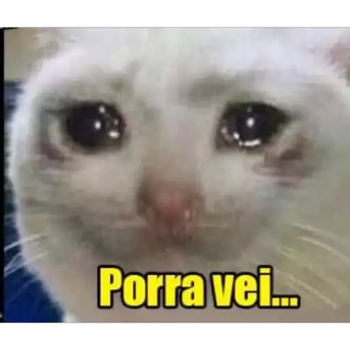 Figurinha: Gato triste "Porra vei..."