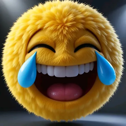 Figurinha: Rosto chorando de rir felpudo