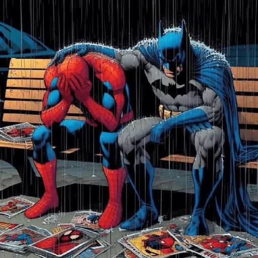Figurinha: Batman conforta Homem-Aranha