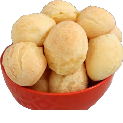 Figurinha: Pão de queijo na tigela vermelha
