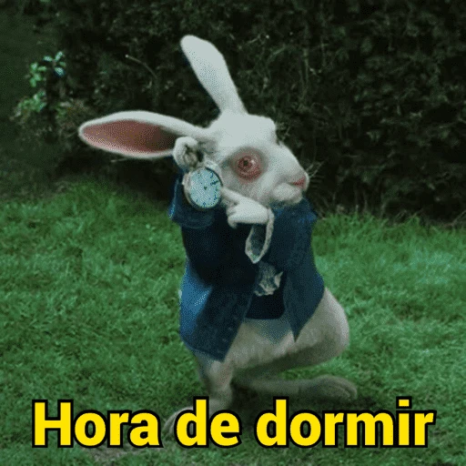 Figurinha: Coelho branco apressado