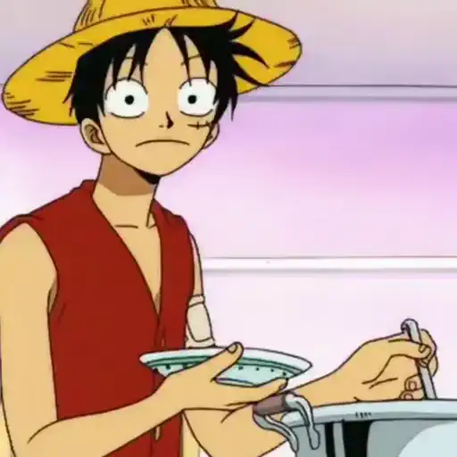 Figurinha: Luffy Cozinhando e Provando Comida