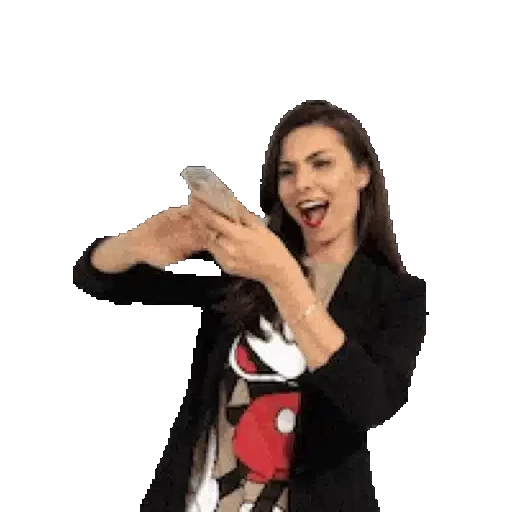 Figurinha: Apresentadora com dinheiro