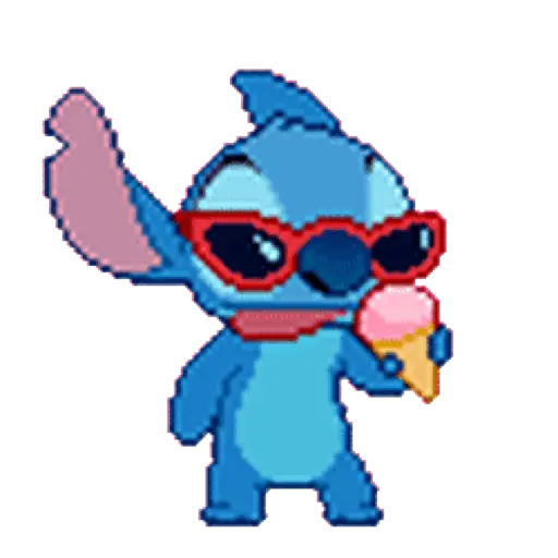 Figurinha: Stitch de óculos com sorvete