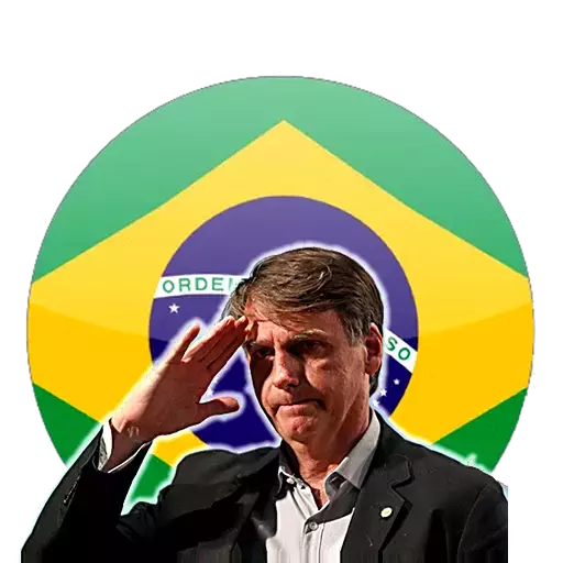 Figurinha: Jair Bolsonaro prestando continência