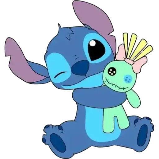 Figurinha: Stitch abraçando boneco