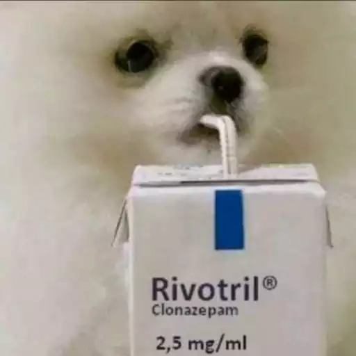 Figurinha: Cachorro tomando Rivotril