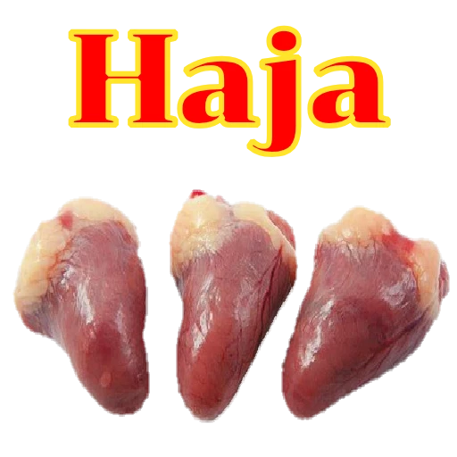 Figurinha: Coração de frango com a palavra Haja