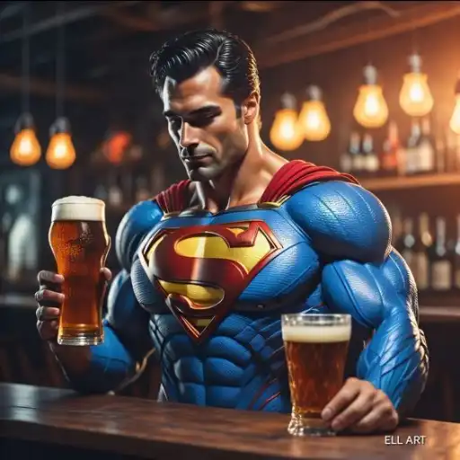 Figurinha: Superman bebendo cerveja