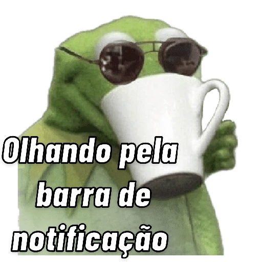 Figurinha: Kermit tomando café