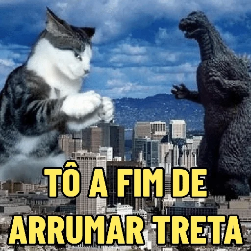 Figurinha: Gato vs Godzilla