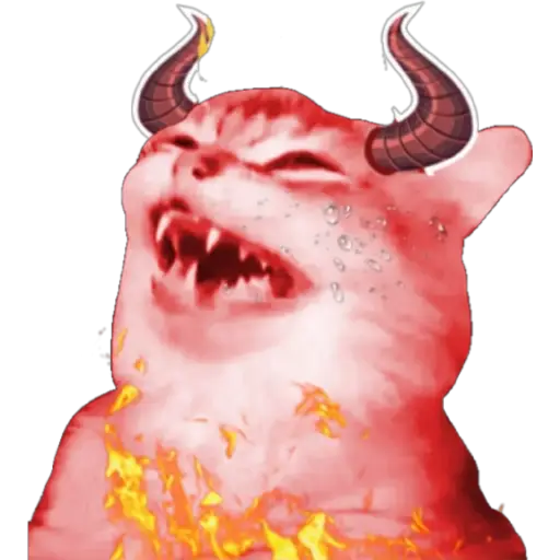 Figurinha: Gato demônio pegando fogo