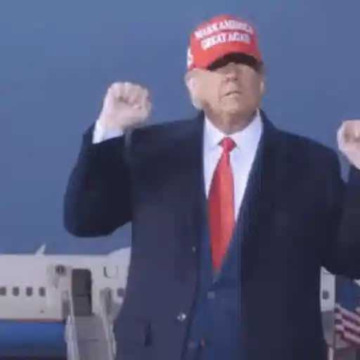 Figurinha: Trump comemorando com punhos cerrados