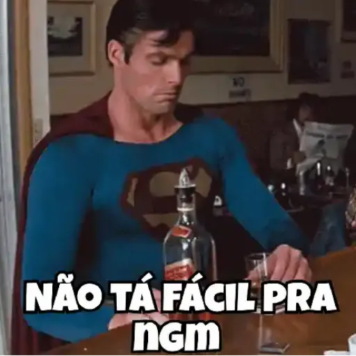 Figurinha: Superman triste bebendo