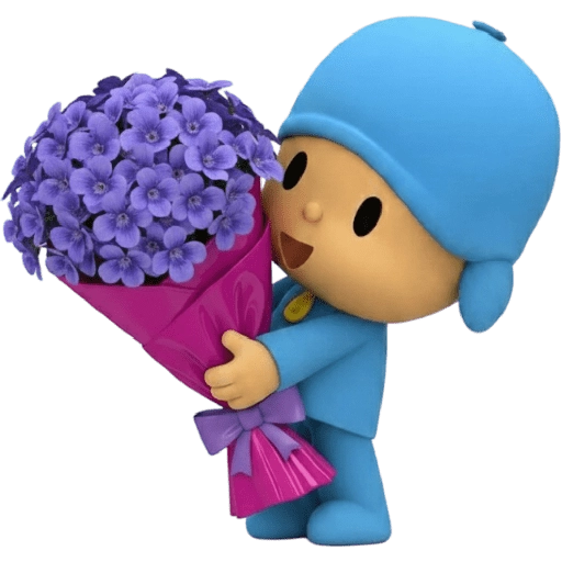 Figurinha: Pocoyo com Flores