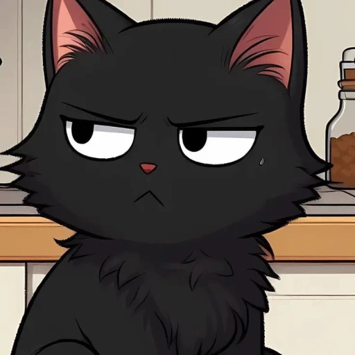 Figurinha: Gato preto bravo