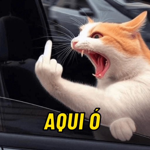 Figurinha: Gato bravo mostrando dedo do meio
