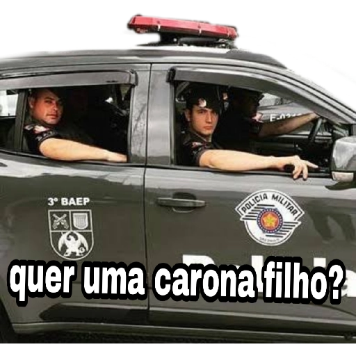 Figurinha: Policial militar oferece carona