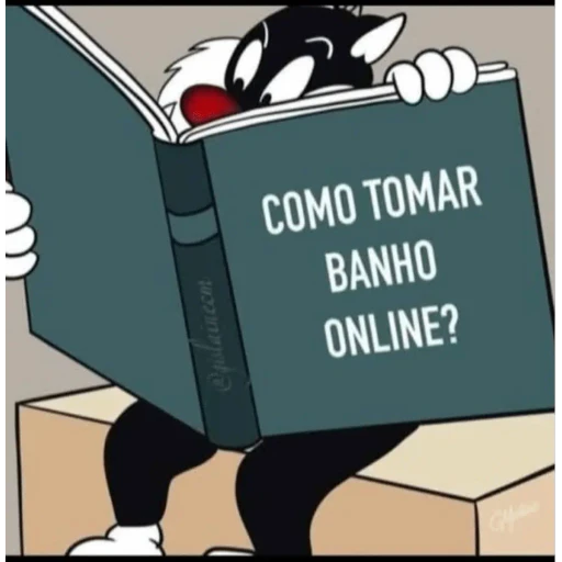 Figurinha: Gaguinho lendo: Como tomar banho online?