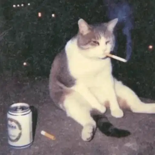Figurinha: Gato Fumante com Cerveja