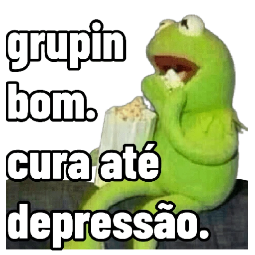 Figurinha: Kermit comendo pipoca