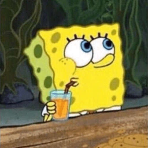 Figurinha: Bob Esponja com suco