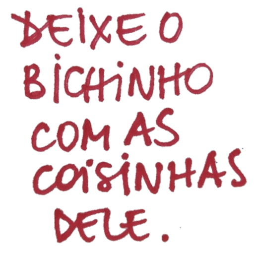 Figurinha: Deixe o bichinho com as coisinhas dele