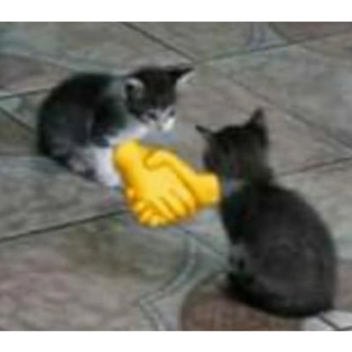 Figurinha: Gatinhos apertando as mãos